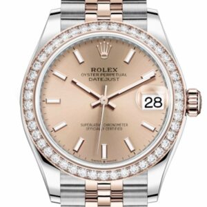 Rolex Datejust 31 Rosé Dial Diamond Bezel Rose Gold Two Tone Jubilee Watch 278381Rbr 278381