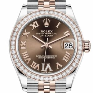 Rolex Datejust 31 Chocolate Vi Diamonds Dial Diamond Bezel Rose Gold Two Tone Jubilee Watch