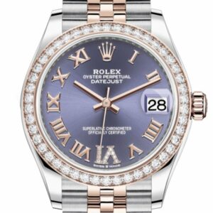 Rolex Datejust 31 Aubergine Vi Diamonds Dial Diamond Bezel Rose Gold Two Tone Jubilee Watch