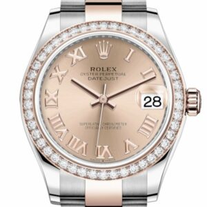 Rolex Datejust 31 Rosé Roman Dial Diamond Bezel Rose Gold Two Tone Watch 278381Rbr 278381