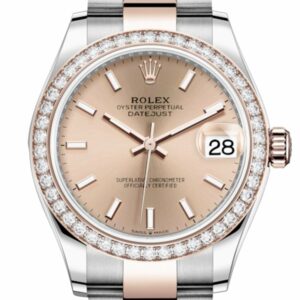 Rolex Datejust 31 Rosé Dial Diamond Bezel Rose Gold Two Tone Watch 278381Rbr 278381