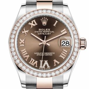 Rolex Datejust 31 Chocolate Vi Diamonds Dial Diamond Bezel Rose Gold Two Tone Watch 278381Rbr 278381