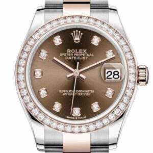 Rolex Datejust 31 Chocolate Diamonds Dial Diamond Bezel Rose Gold Two Tone Watch 278381Rbr 278381