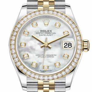 Rolex Datejust 31 White Mother-Of-Pearl Diamonds Dial Diamond Bezel Yellow Gold Two Tone Jubilee