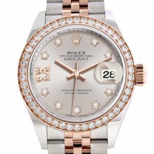 Rolex Datejust 28 Sundust Large Vi Diamonds Dialdiamond Bezel Rose Gold Two Tone Watch 279381Rbr