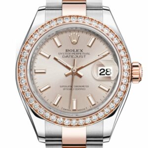 Rolex Datejust 28 Sundust Dial Diamond Bezel Rose Gold Two Tone Watch 279381Rbr 279381