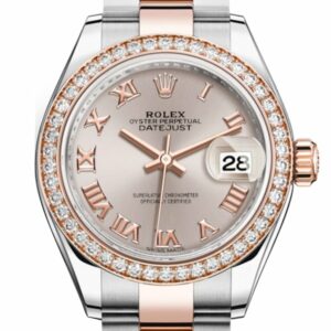 Rolex Datejust 28 Sundust Roman Dial Diamond Bezel Rose Gold Two Tone Watch 279381Rbr 279381