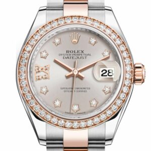 Rolex Datejust 28 Sundust Large Vi Diamonds Dial Diamond Bezel Rose Gold Two Tone Watch 279381Rbr