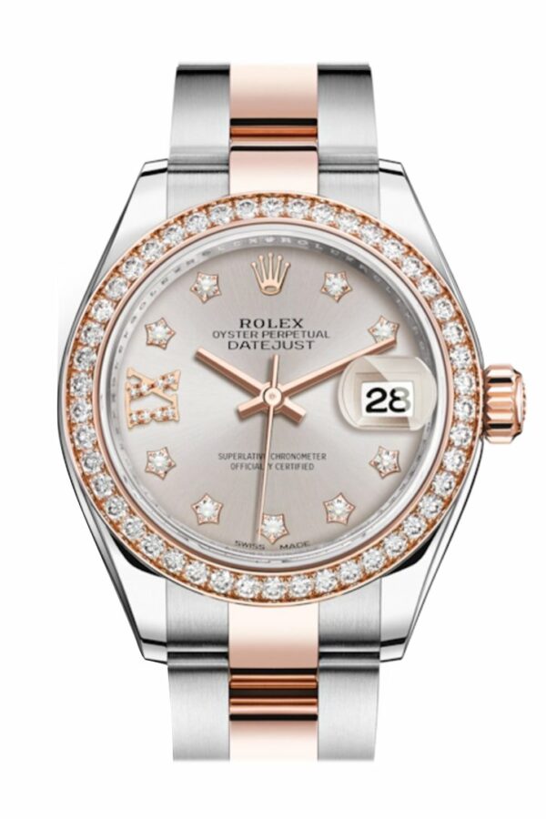 Rolex Datejust 28 Sundust Large Vi Diamonds Dial Diamond Bezel Rose Gold Two Tone Watch 279381Rbr