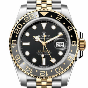 ROLEX GMT-Master II Black Dial Steel 18kt Yellow Gold Men's Watch 126713GRNR