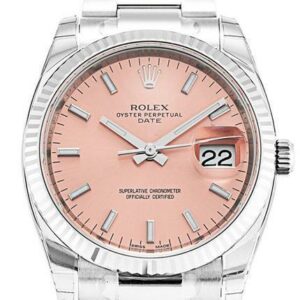 Rolex Date 34 Pink Dial Steel White Gold Watch 115234