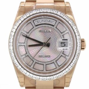 Rolex Day-Date 36 Carousel Of Pink Mother Pearl Diamond Dial 18K Everose Gold Automatic Watch