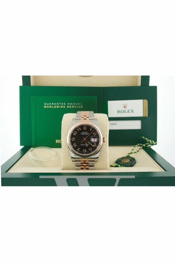 Rolex Datejust 36 Black Concentric Dial Fluted Steel And 18K Rose Gold Jubilee Watch 116231