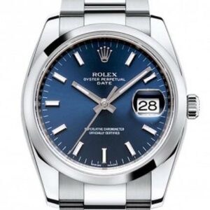 Rolex Date 34 Blue Dial Stainless Steel Mens Watch 115200