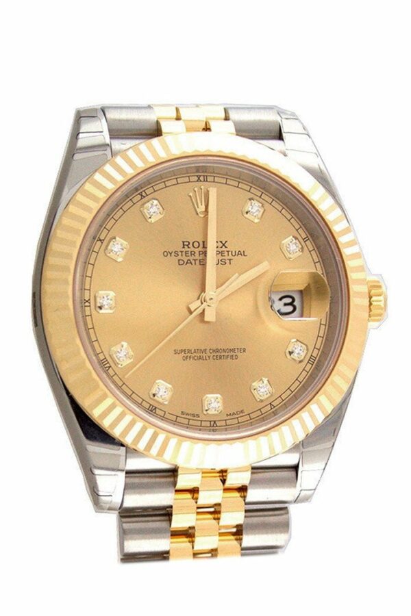 Rolex Datejust 41 Champagne Diamonds Steel And 18K Yellow Gold Mens Watch 126333