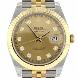 Rolex Datejust 41 Champagne Diamonds Steel And 18K Yellow Gold Mens Watch 126333