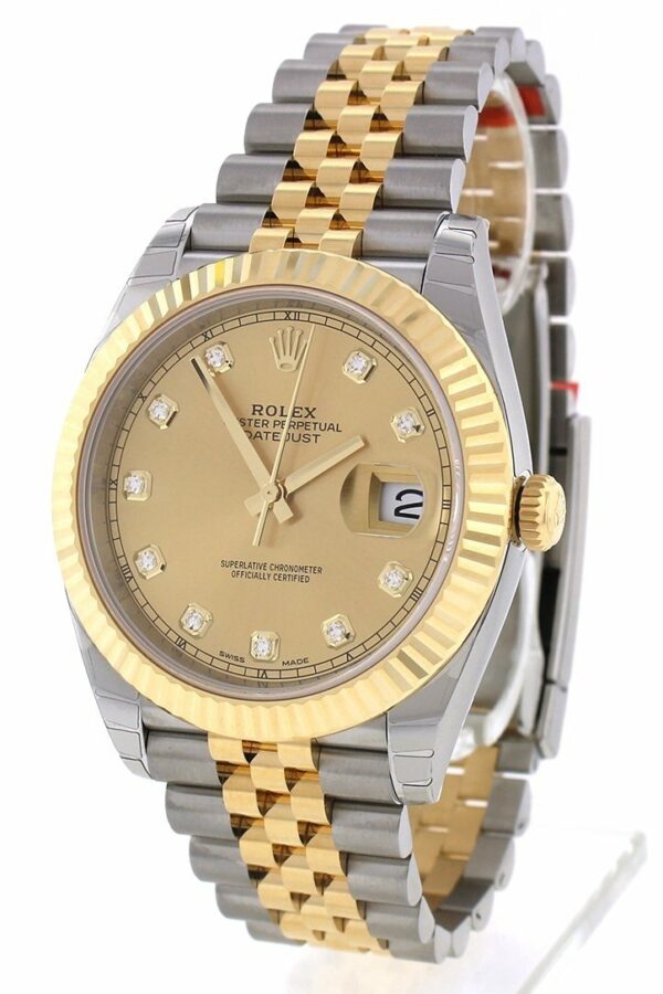 Rolex Datejust 41 Champagne Diamonds Steel And 18K Yellow Gold Mens Watch 126333