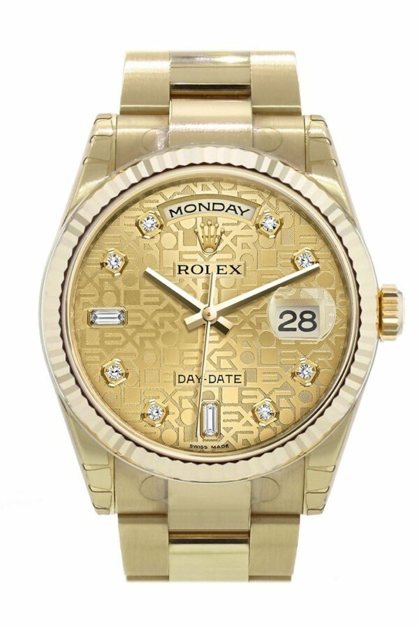 Rolex Day-Date 36 Champagne-Colour Jubilee Design Set With Diamonds Dial Fluted Bezel Yellow Gold