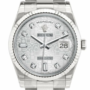 Rolex Day-Date 36 Silver Jubilee Design Set With Diamonds Dial Fluted Bezel President White Gold