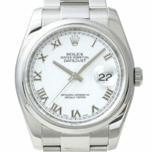 Rolex Datejust 36 White Roman Dial Steel Mens Watch 116200 / None