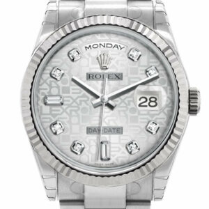 Rolex Day-Date 36 Silver Jubilee Design Set With Diamonds Dial Fluted Bezel Oyster White Gold Watch