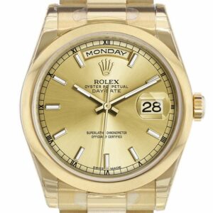 Rolex Day-Date 36 Champagne Dial President Yellow Gold Watch 118208