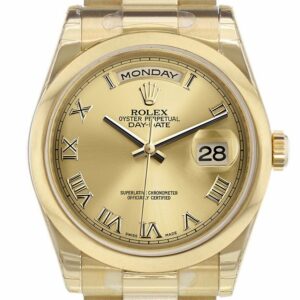 Rolex Day-Date 36 Champagne Roman Dial President Yellow Gold Watch 118208