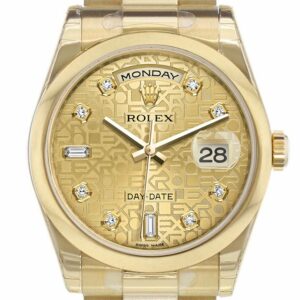 Rolex Day-Date 36 Champagne Jubilee Diamonds Dial President Yellow Gold Watch 118208