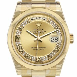 Rolex Day-Date 36 Champagne Diamonds Dial President Yellow Gold Watch 118208