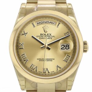 Rolex Day-Date 36 Champagne Roman Dial Yellow Gold Watch 118208