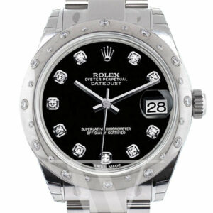 Rolex Datejust 31 Black Diamond Dial Dome Set With Diamonds Bezel Ladies Watch 178344 / None