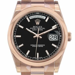 Rolex Day-Date 36 Black Dial President Everose Gold Watch 118205