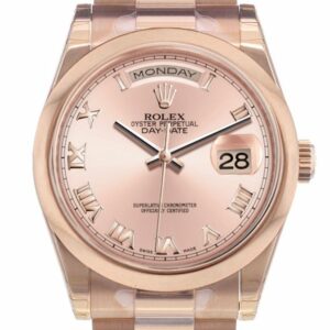 Rolex Day-Date 36 Pink Roman Dial President Everose Gold Watch 118205