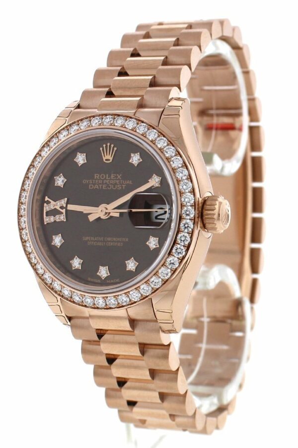 Rolex Lady-Datejust 28 Chocolate Dial 18K Rose Gold President Ladies Watch 279135Rbr