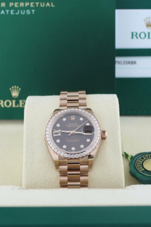 Rolex Lady-Datejust 28 Chocolate Dial 18K Rose Gold President Ladies Watch 279135Rbr