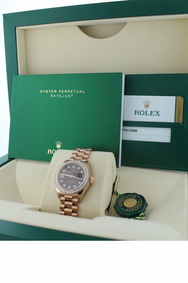 Rolex Lady-Datejust 28 Chocolate Dial 18K Rose Gold President Ladies Watch 279135Rbr