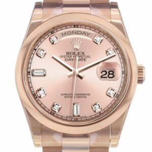 Rolex Day-Date 36 Pink Set With Diamonds Dial President Everose Gold Watch 118205