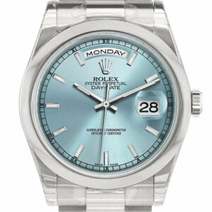 Rolex Day Date 36 Ice Blue Dial President Mens Watch 118206