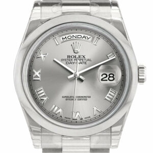 Rolex Day Date 36 Rhodium Roman Dial President Mens Watch 118206