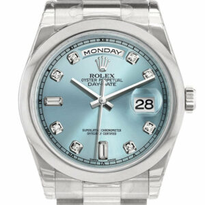 Rolex Day Date 36 Ice Blue Set Diamonds Dial President Mens Watch 118206