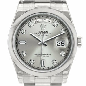 Rolex Day Date 36 Silver Set With Diamonds Dial President Mens Watch 118206