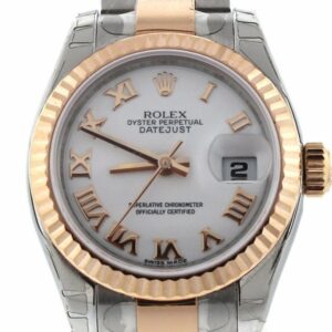 Rolex Datejust 26 White Roman Dial Rose Gold Ladies Watch 179171 / None