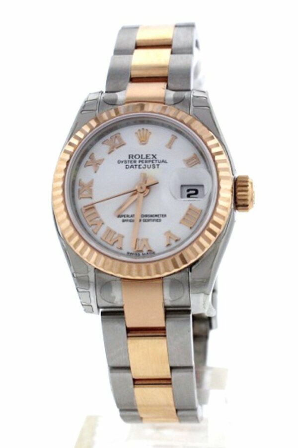 Rolex Datejust 26 White Roman Dial Rose Gold Ladies Watch 179171