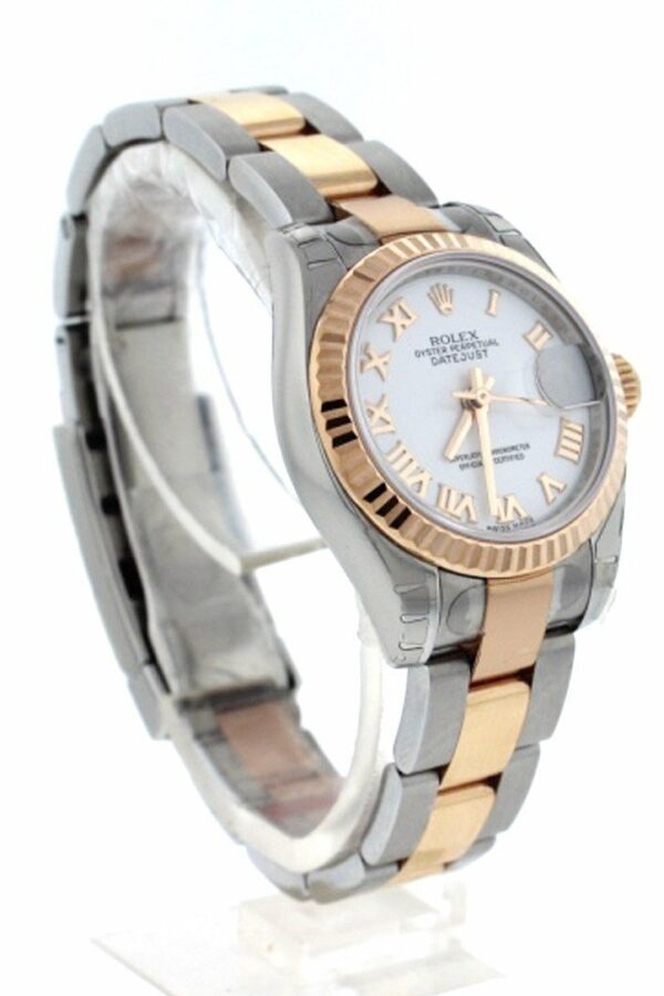 Rolex Datejust 26 White Roman Dial Rose Gold Ladies Watch 179171