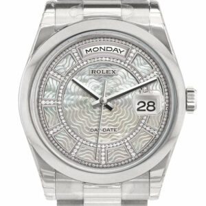 Rolex Day Date 36 Carousel Of White Mother Pearl Dial President Mens Watch 118206