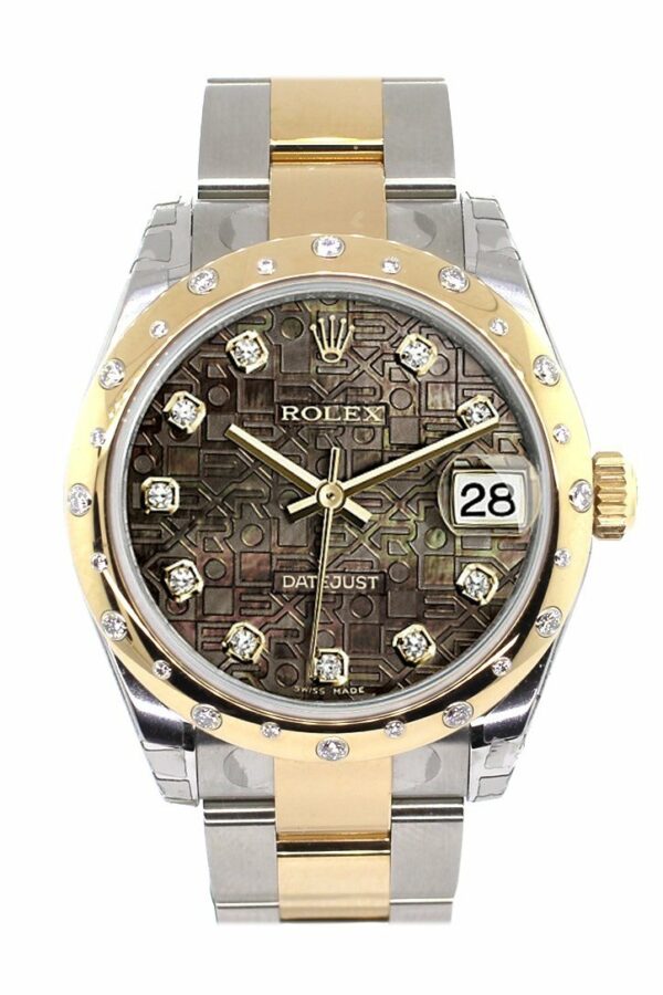 Rolex Datejust 31 Black Mother Of Pearl Jubilee Diamonds Dial Diamond Bezel 18K Gold Two Tone Ladies