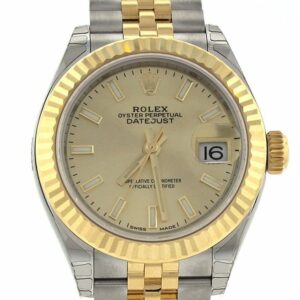 Rolex Datejust 28 Champagne Dial Fluted Yellow Gold Two Tone Jubilee Ladies Watch 279173 / None