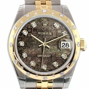 Rolex Datejust 31 Black Mother Of Pearl Jubilee Diamonds Dial Diamond Bezel 18K Gold Two Tone Ladies