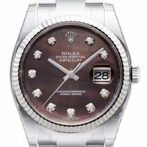 Rolex Datejust 36 Black Mother Of Pearl Diamond Dial Steel And 18K Gold Ladies Watch 116234