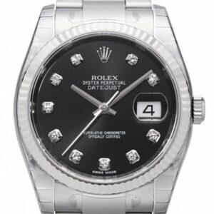 Rolex Datejust 36 Black Diamond Dial Steel And 18K Gold Unisex Watch 116234